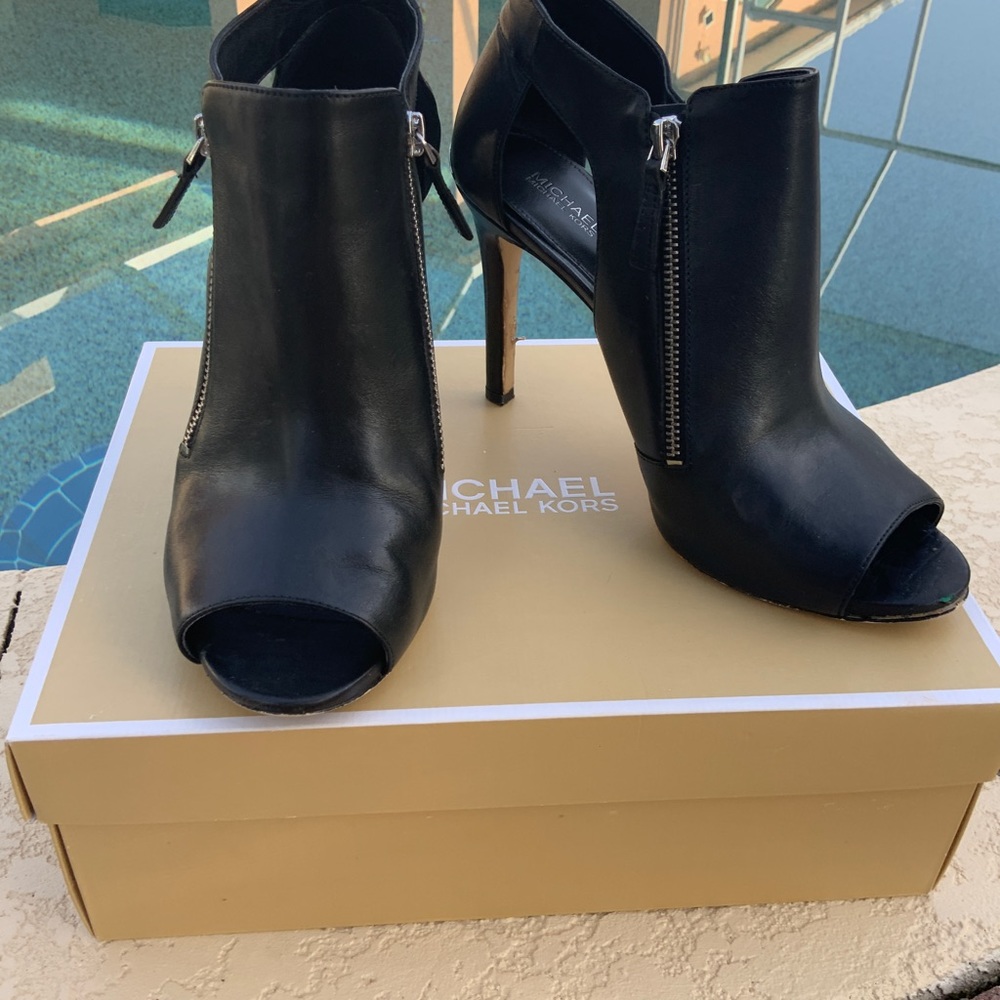 Black Michael Kors open toe bootie